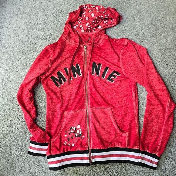 Disney Parks Minnie Mouse 2 pc Zip Up Hooded Light Weight Jacket & Pants Size S - Picture 2 of 11